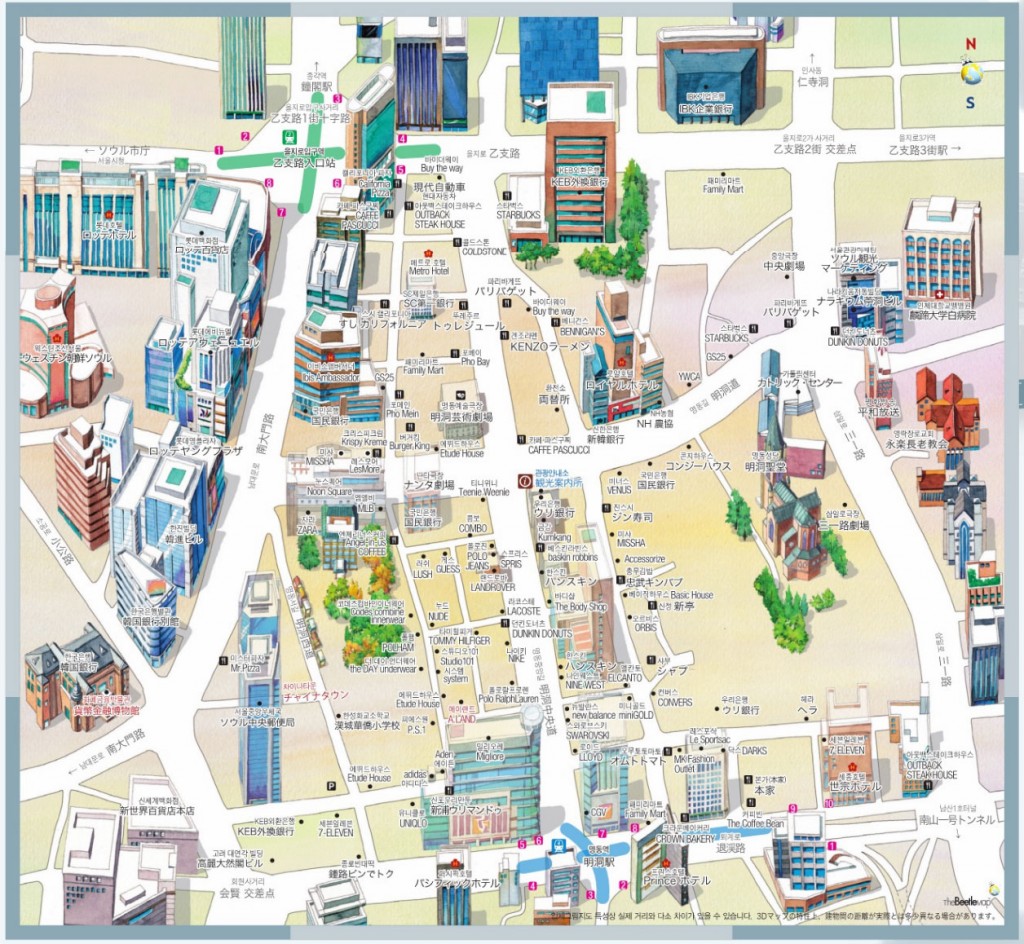 Seoul Myeongdong area Japanese map