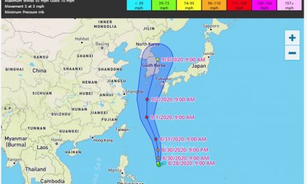 Expected route of Typhoon Maysak