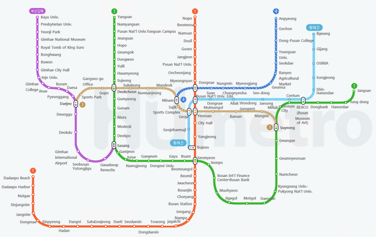 Busan Subway map in Enlglish, 2020 year