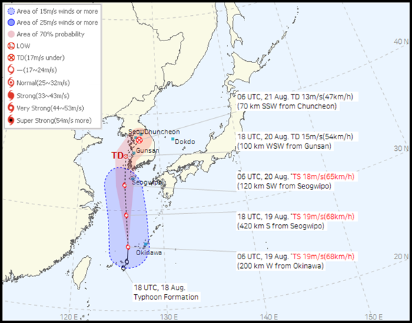 Typhoon Jongdari Approaching Korea - A welcome typhoon that will break the Korean heat
